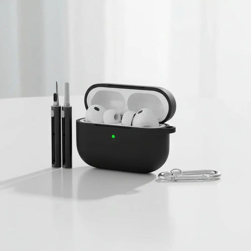Funda De Silicona Para AirPods Pro 3 Con Kit Limpieza Negro