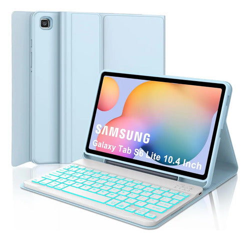 Funda Con Teclado Para Samsung Galaxy S6 Lite 10.4 Azul