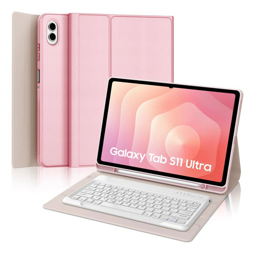 Funda Con Teclado Para Samsung Tab S11 Ultra Rosa