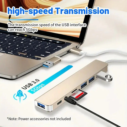 Adaptador Usb C Hub De 8 Puertos Gris Oscuro