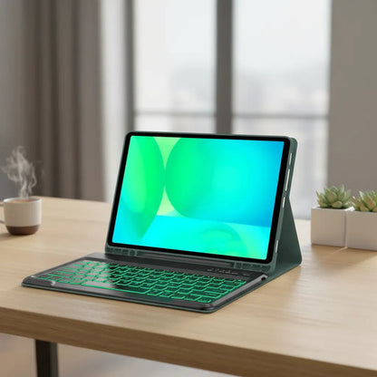 Funda Con Teclado Para Samsung Galaxy Tab S10 Fe (10,9 PuLG) Verde