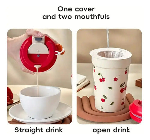 Taza De Café De Plástico De 400 Ml Con Tapa Rojo