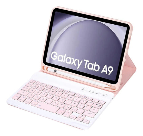 Funda Con Teclado Para Samsung Galaxy Tab A9 8.7 Rosa