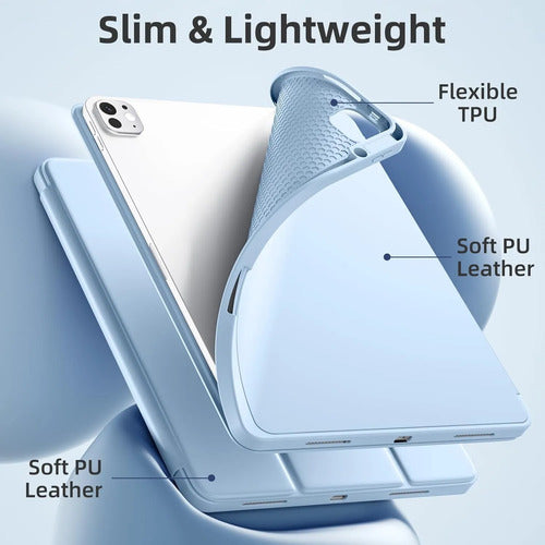 Funda Akkerds Para iPad Pro 13' Con Soporte Para Lápiz Celeste