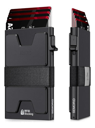 Billetera Para Hombre Con Bloqueo Negro
