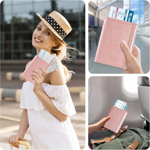 Acdream Rfid Blocking Passport Holder Travel Wallet, Rose... Dorado Oscuro