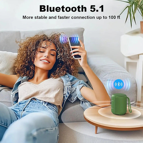 Bocina Portátil Bobtot Bluetooth, Impermeable Verde