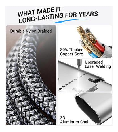 Cable De Carga 3 En 2 Temdan Para Apple Watch Y iPhone Blanco