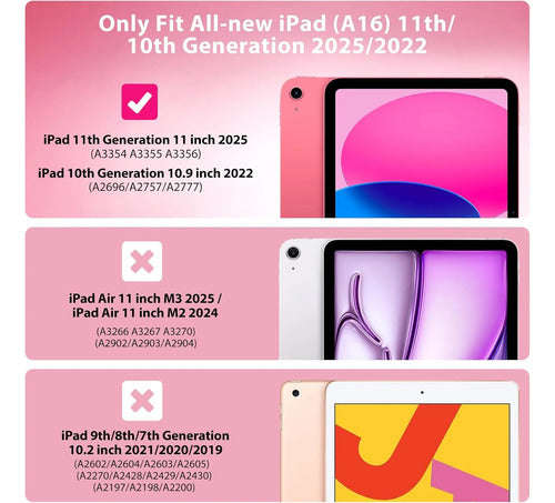 Funda Para iPad A16, 11va Gen 11'' 2025 Y 10ma Gen 10.9'' Rosa Chicle