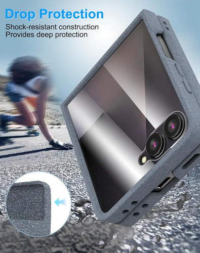 Funda Samsung Galaxy Z Flip 7, Protect De Pantalla Integrado Gris Oscuro