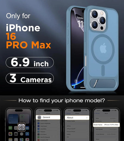 Funda Magnética Temdan Para iPhone 16 Pro Max Con Soporte Azul Claro