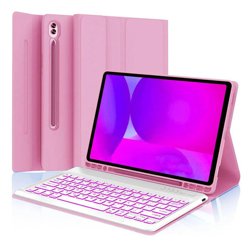 Funda Con Teclado Para Samsung Galaxy Tab S10 Fe (10,9 PuLG) Rosa