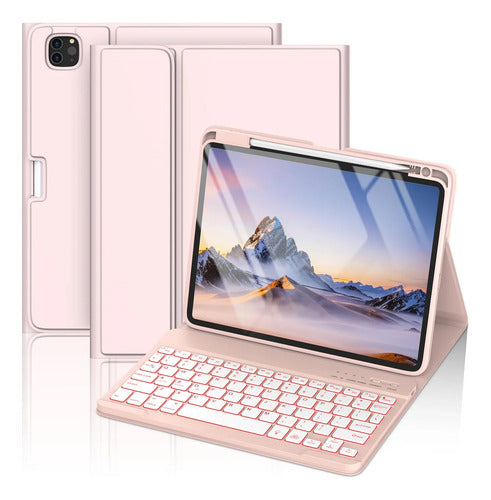 Funda Con Teclado Para iPad Air 11  Y Pro 11 M4 Rosa