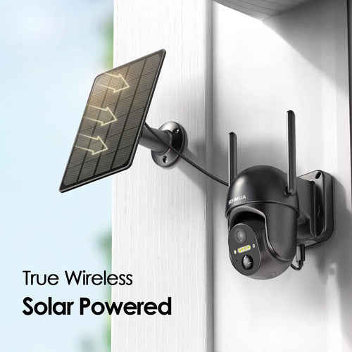 Sehmua Cámara De Vigilancia Solar Inalámbrica 2k Y 360 Gr... Negro