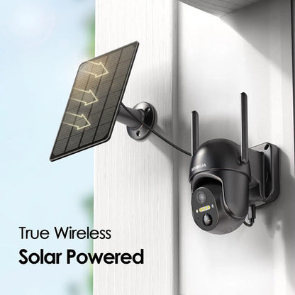 Sehmua Cámara De Vigilancia Solar Inalámbrica 2k Y 360 Gr... Negro