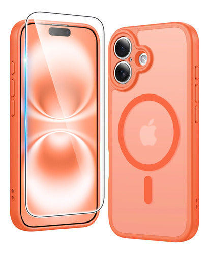 Funda Transparente Para iPhone 16 Naranja