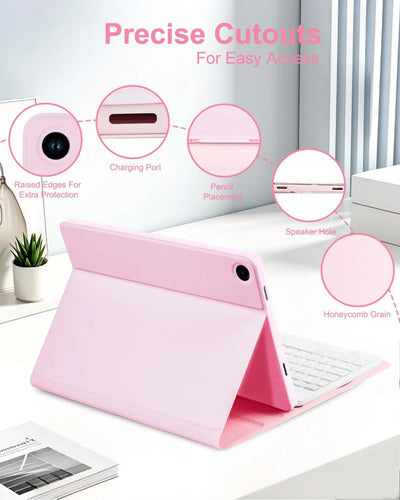 Funda Con Teclado Para Samsung Galaxy Tab A11+/a9+ 11' Rosa
