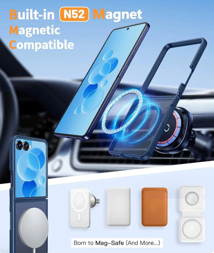 Funda Magnética Para Samsung Galaxy Z Flip 7 Azul Azul Lisa