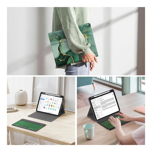 Funda Con Teclado Para iPad (a16) 11th/10th Gen Verde Lima