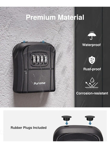 Caja De Seguridad Portátil Para Llaves Puroma C/ Combinacion Negro Puro