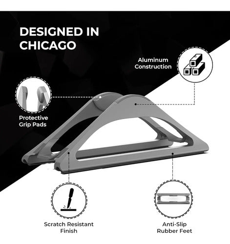 Soporte Vertical Ajustable Para Laptop Gris