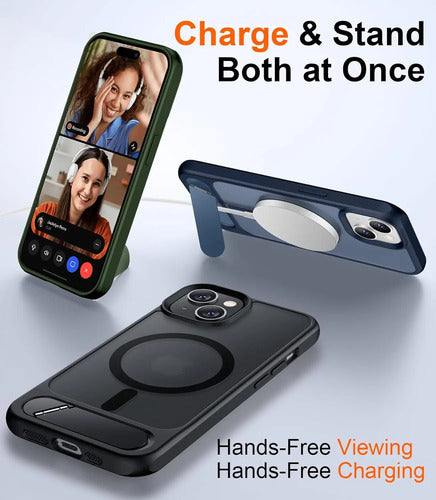 Funda Magnética Para iPhone 14/13 Con Soporte Negro
