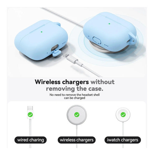 Funda De Silicona Para AirPods Pro 3 Con Kit Limpieza Azul