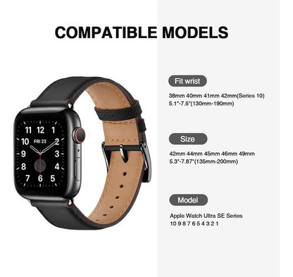 Correa De Cuero Para Apple Watch Negro 4 Cm