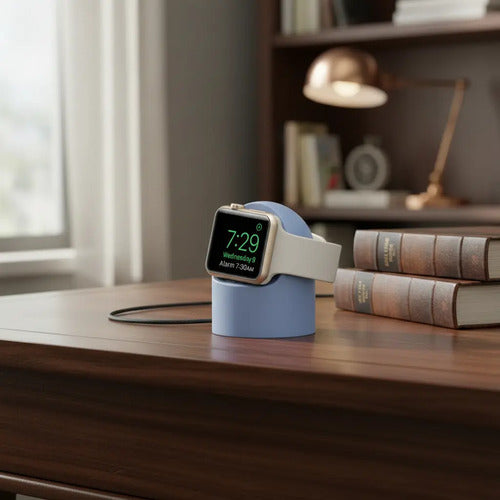 Soporte De Carga De Silicona Para Apple Watch Azul Acero