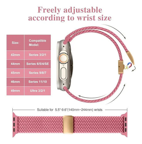 Banda Elástica Trenzada Para Apple Watch Rosa Oscuro