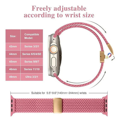 Banda Elástica Trenzada Para Apple Watch Rosa Oscuro