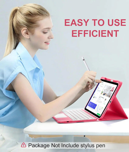 Funda Con Teclado Para iPad 11th/10th Gen, Retroiluminada Rosa