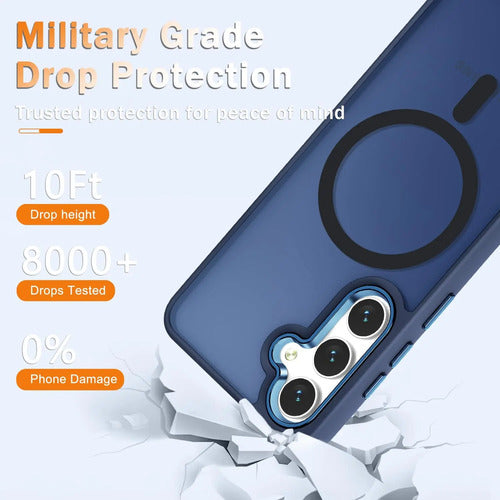 Funda Magnética Mate Para Samsung Galaxy S25+ Plus Azul Marino