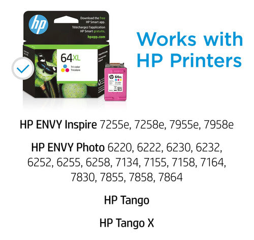 Cartucho Tricolor De Tinta Hp 64xl N9j91an De Alto Rendim...