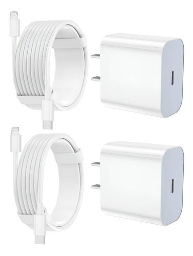 Kit De Cargador Rápido iPhone Con Cable Usb C - Pack Doble Color