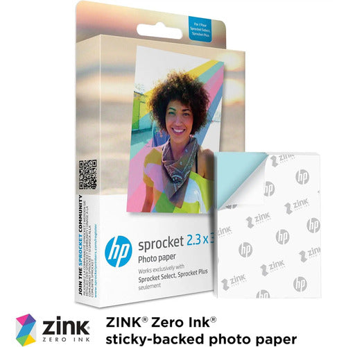 Papel Fotográfico Adhesivo Hp Sprocket Zink, (50 Hojas) Blanco