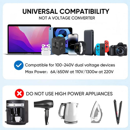Adaptador De Viaje Universal Todo En Uno Mingtong Negro