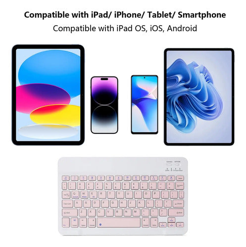 Teclado Bluetooth Ultra-delgado Recargable Rosa Rosa