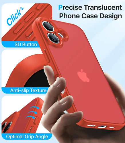 Funda Protectora Para iPhone 16, Antigolpes Rojo