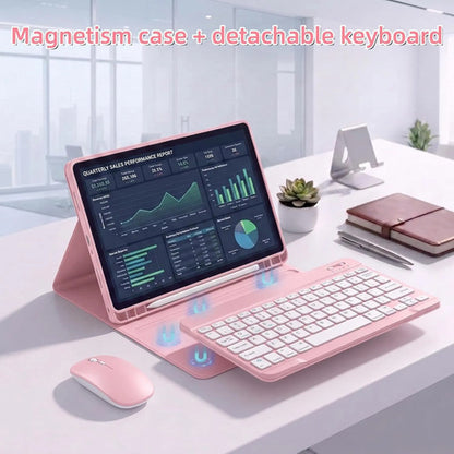 Funda Con Teclado Y Mouse Para Lenovo Tab K11 Gen 2 & M11 Rosa