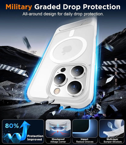 Funda Magnética Temdan Para iPhone 16 Pro Max Con Soporte Blanco