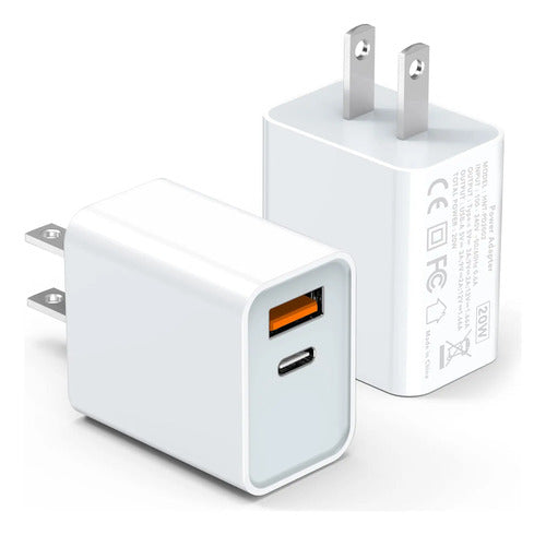 Pack De 2 Cargadores Rápidos Usb C De 20w Lcgens Blanco