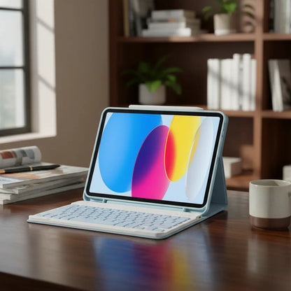 Funda Con Teclado Para iPad A16 Azul Claro