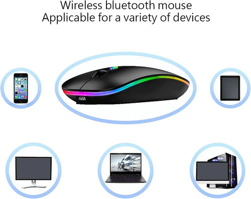Mouse Inalámbrico Bluetooth Recargable Led Dual Mode Negro
