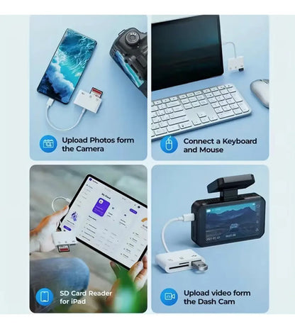 Lector De Tarjetas Sd A Usb C, 3 En 1 Blanco