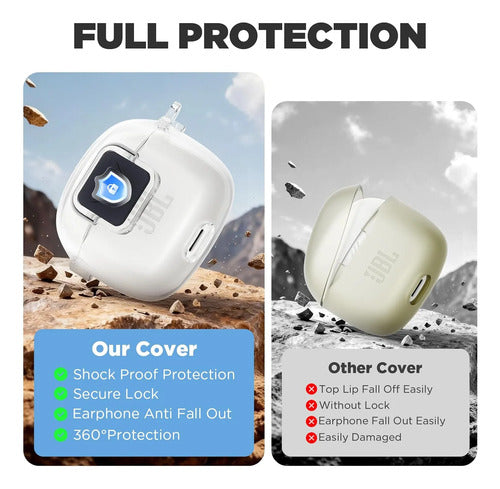 Funda Case Para Jbl Tune Flex Con Kit De Limpieza Clear
