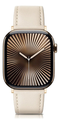 Correa De Cuero Elegante Para Apple Watch Beige 3.8 Cm