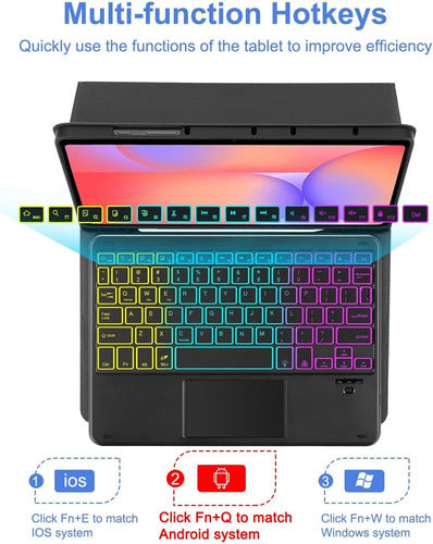 Funda Con Teclado Para Samsung Galaxy Tab S10 Lite/s10 Fe/s9 Negro