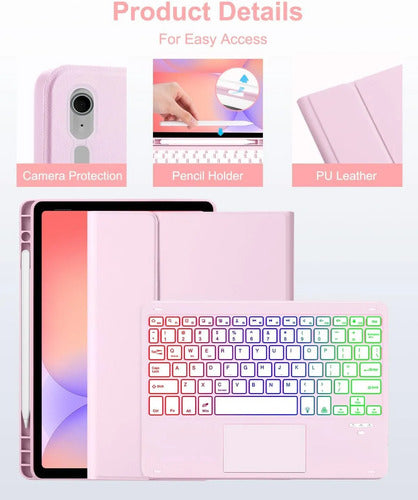 Funda Con Teclado Para Samsung Galaxy Tab S10 Lite/s10 Fe/s9 Rosa
