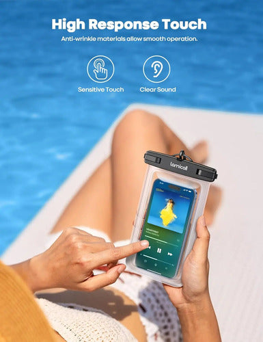 Funda Impermeable Lamicall Para Celulares Hasta 7  [2 Pack] Transparente